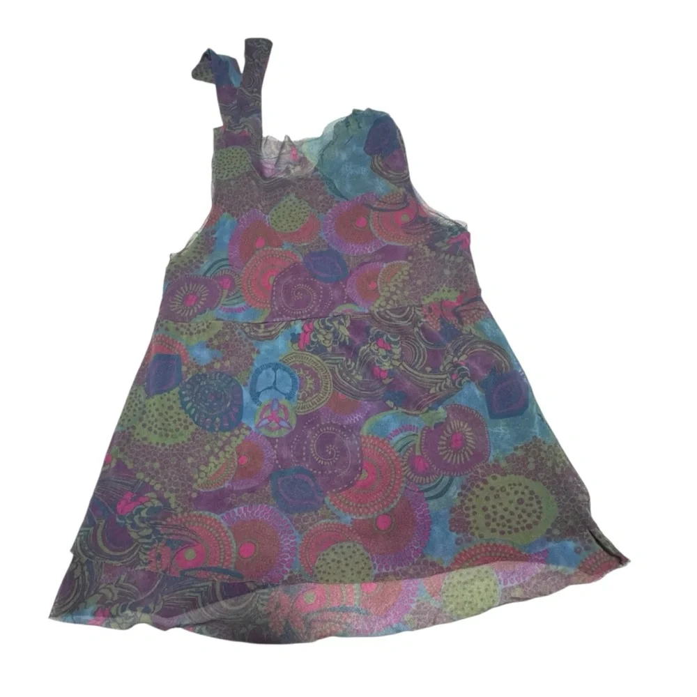 Boho wrap mesh tunic top by Daisy & Clover Y2K‎ Sz M babydoll psychedelic hippie - Picture 6 of 8